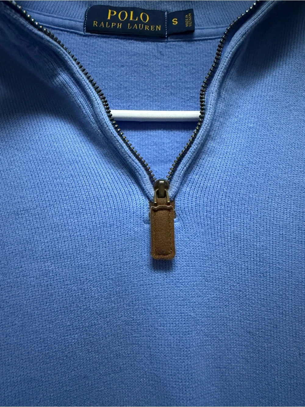 Polo by Ralph Lauren Light Blue Quarter Zip Pullover with Yellow Logo